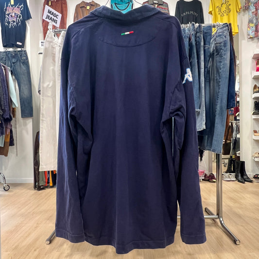 kappa 00s navy blue long sleeve tshirt with polo collar