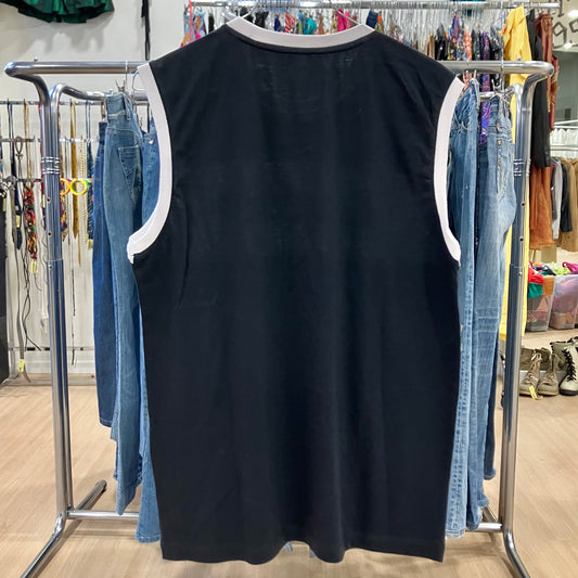 lotto black white tank top with silver logo