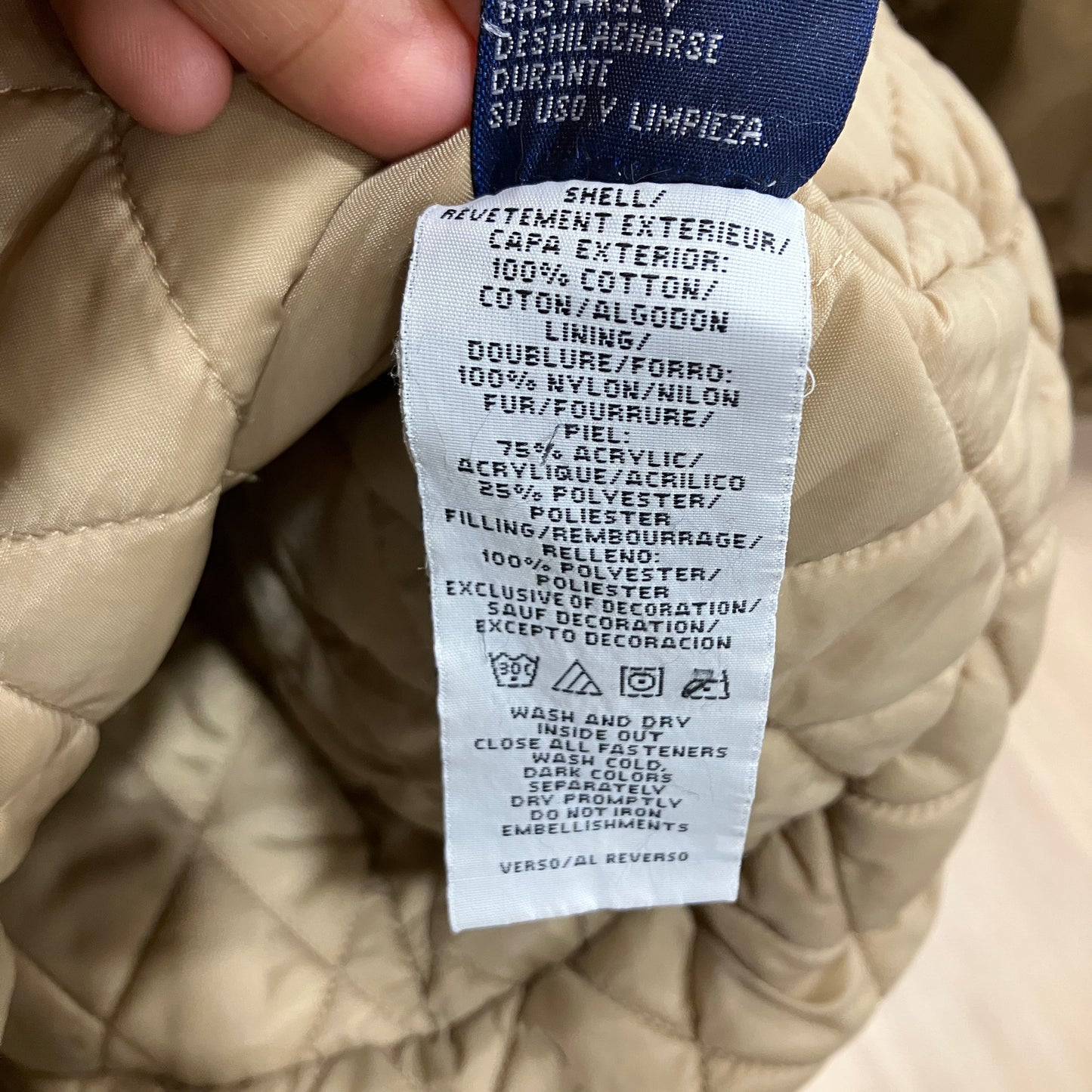 tommy hilfiger '00s parka beige con cappuccio in finta pelliccia