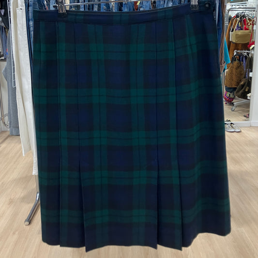 '90s gonna a tubino sartoriale in lana blu navy e verde a quadri tartan