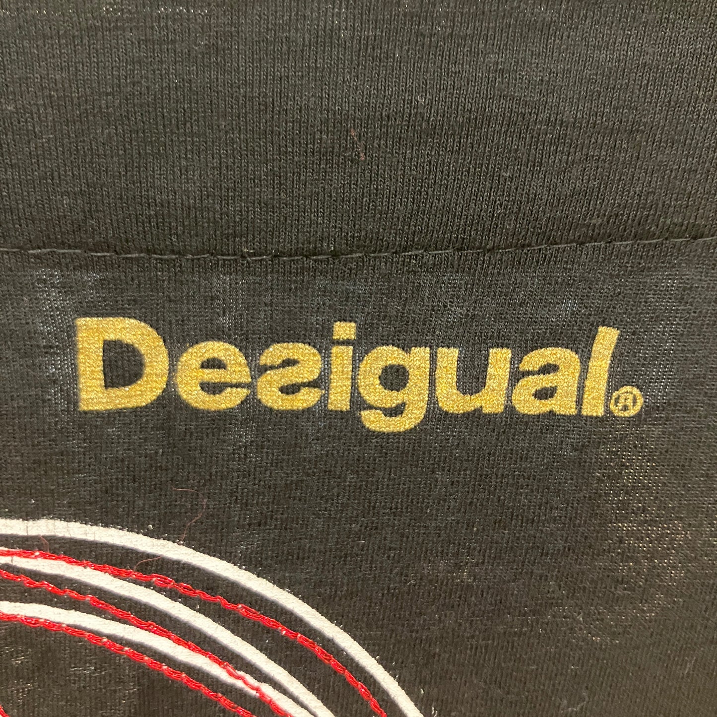 desigual '00s top manica lunga nero con stampa lettere bianche