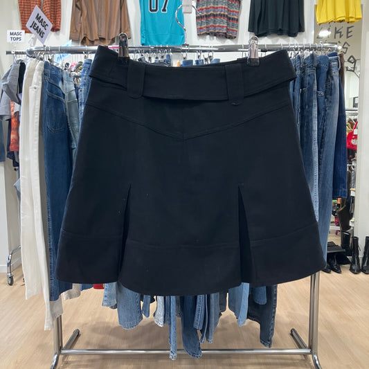 promod '00s minigonna plissé in misto lana nero con cintura