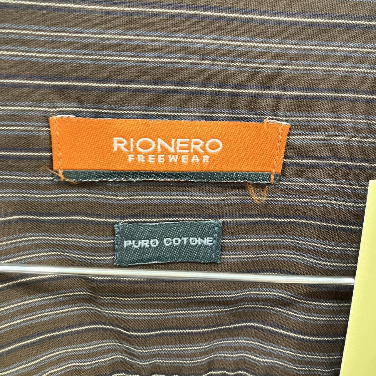 rionero 00s grey brown striped long sleeve button down shirt