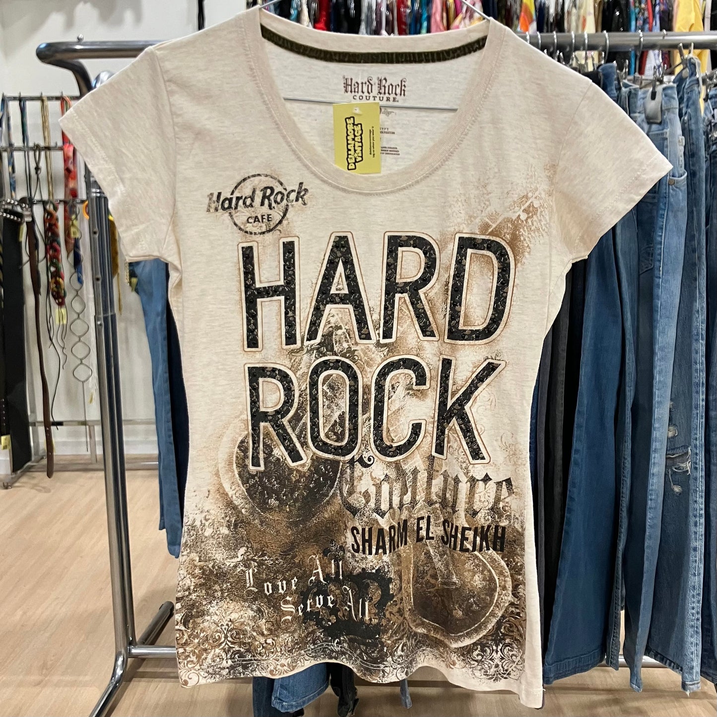 hard rock cafe couture sharm el sheik '10 tshirt bianca stampa marrone