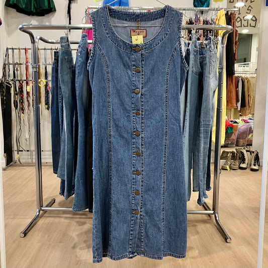 mascoti denim sleeveless button up dress