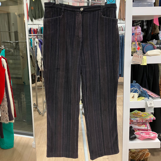 authentic '90s pantaloni in velluto a coste viola e marrone a righe
