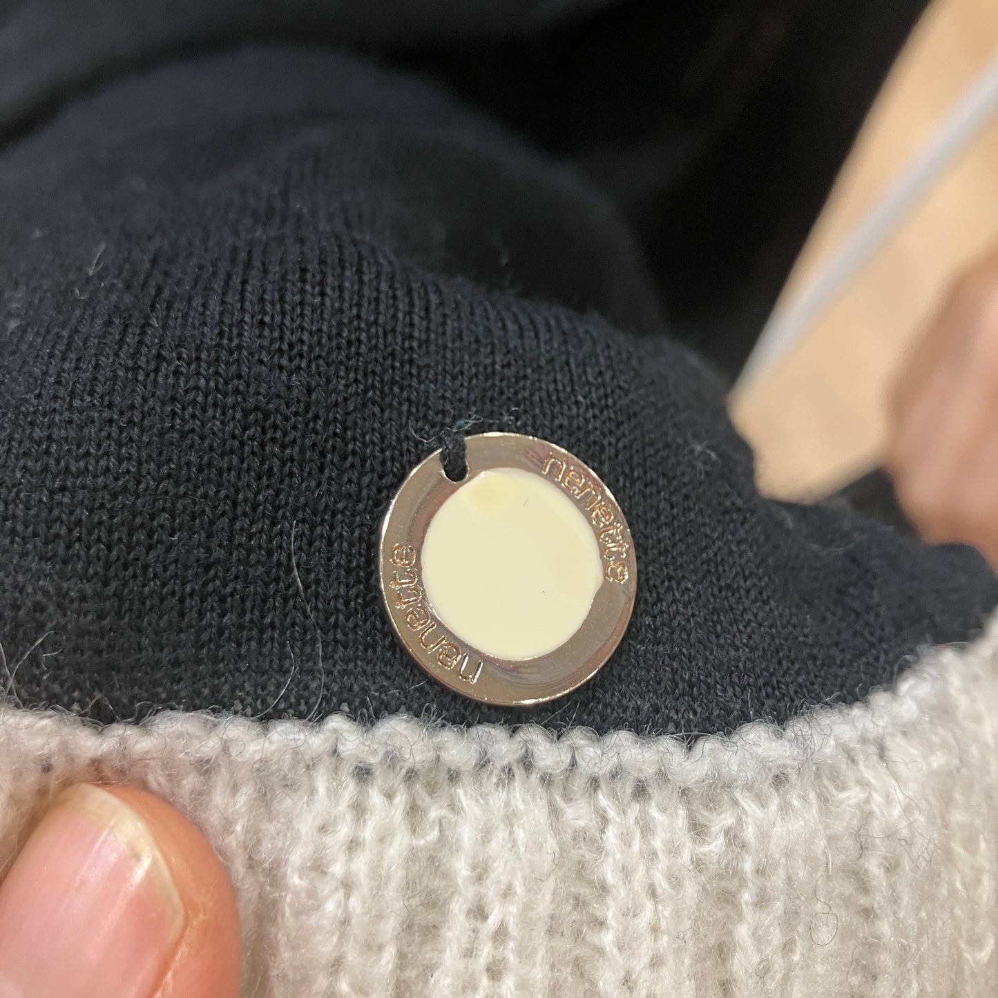 nenette '00s maglione in lana nero e bianco a collo alto
