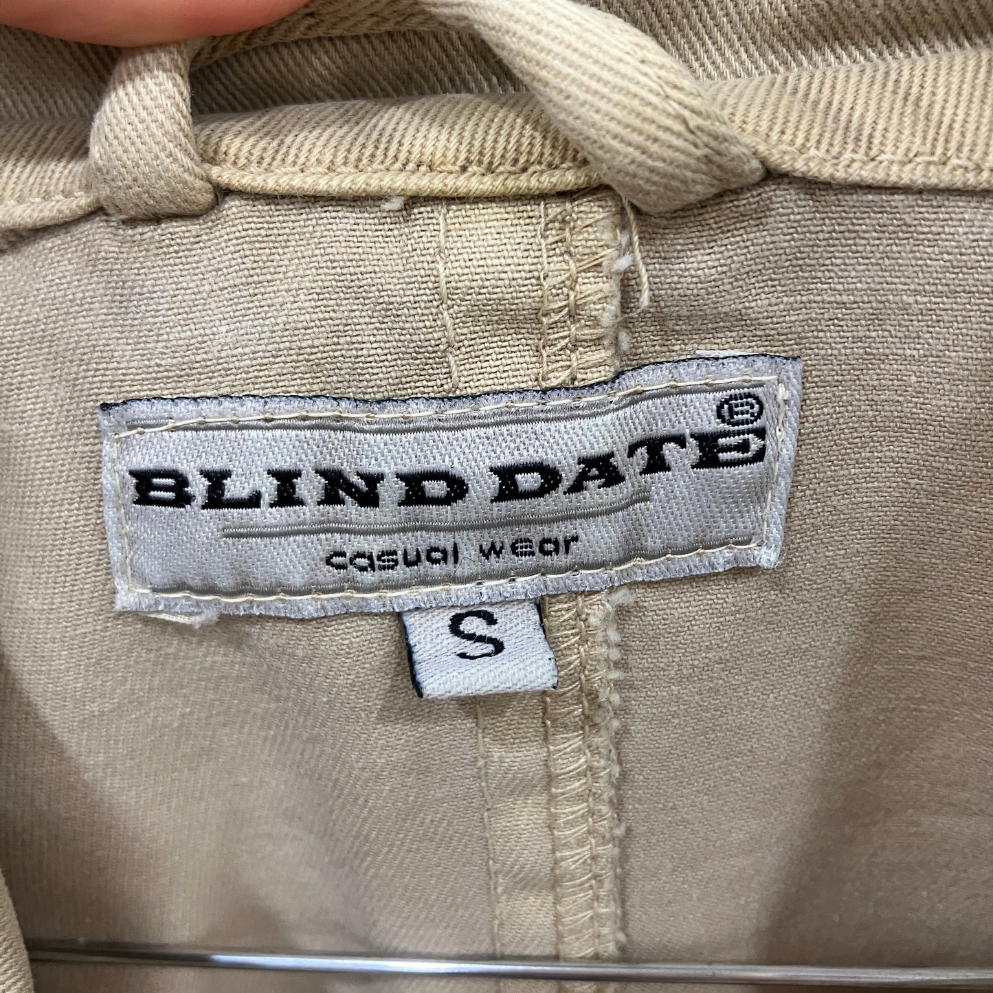 blind date '00s giacca cargo in denim beige con zip