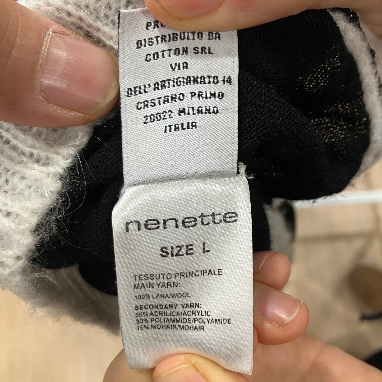 nenette '00s maglione in lana nero e bianco a collo alto
