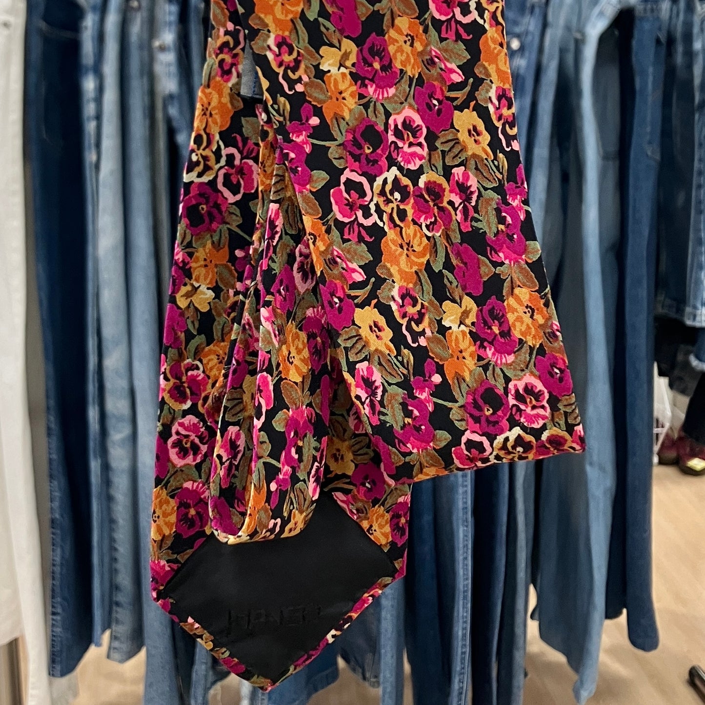 kenzo '90s cravatta in seta viola con stampa floreale