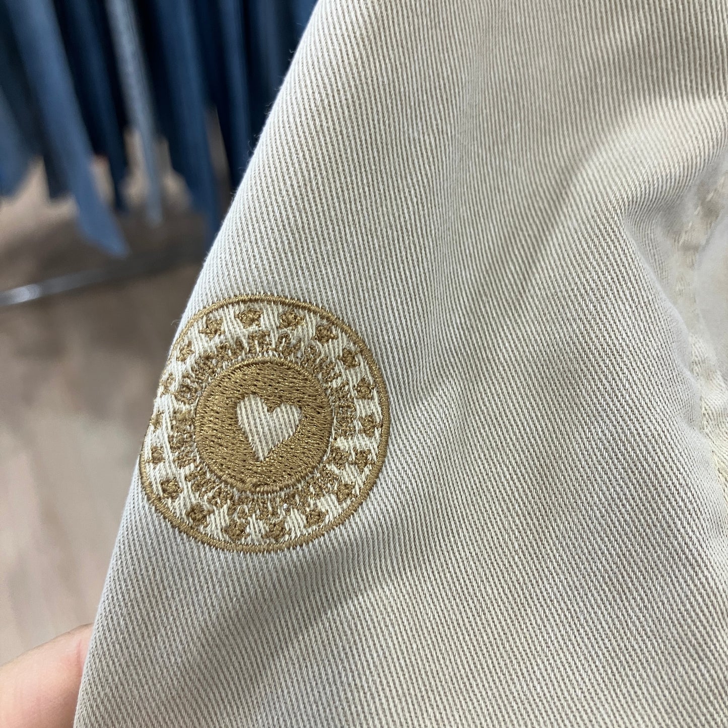 blind date '00s giacca cargo in denim beige con zip