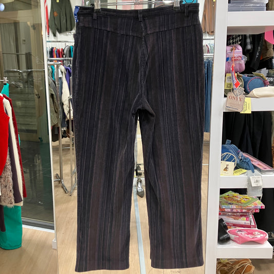 authentic '90s pantaloni in velluto a coste viola e marrone a righe
