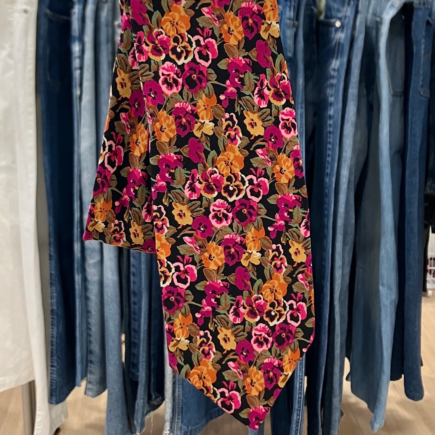 kenzo '90s cravatta in seta viola con stampa floreale