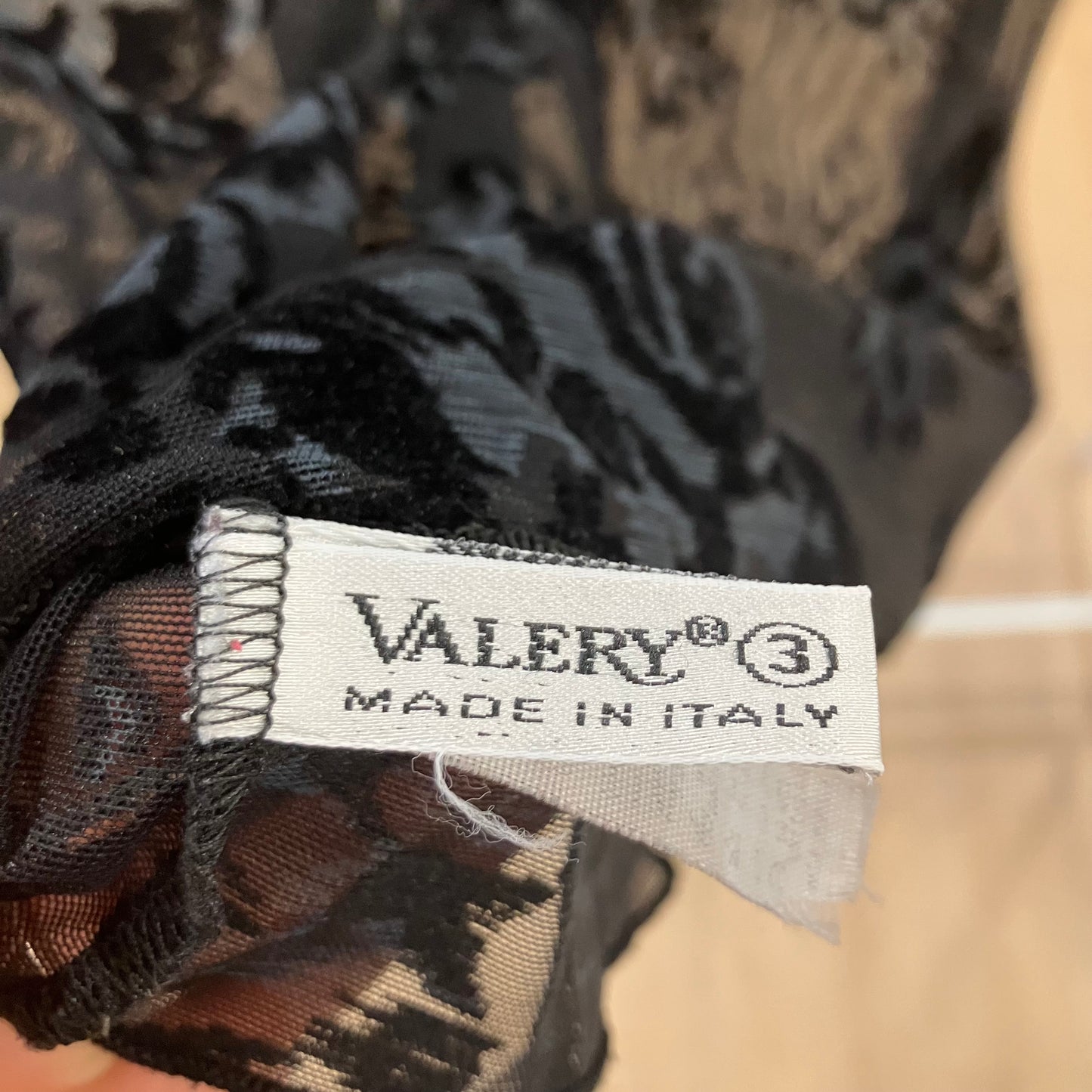 valery sheer black velvet floral lace tee