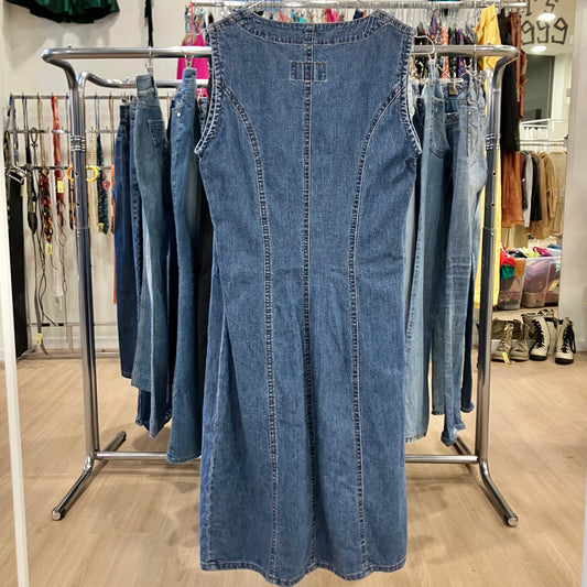 mascoti denim sleeveless button up dress