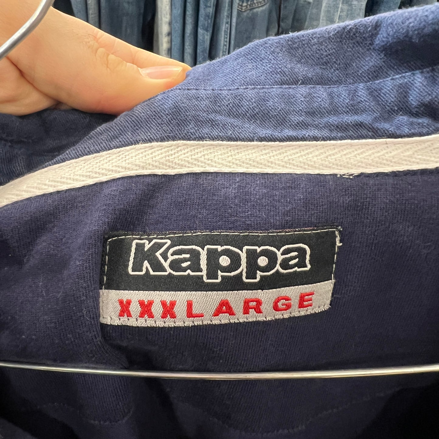 kappa '00s t-shirt manica lunga blu navy con collo polo
