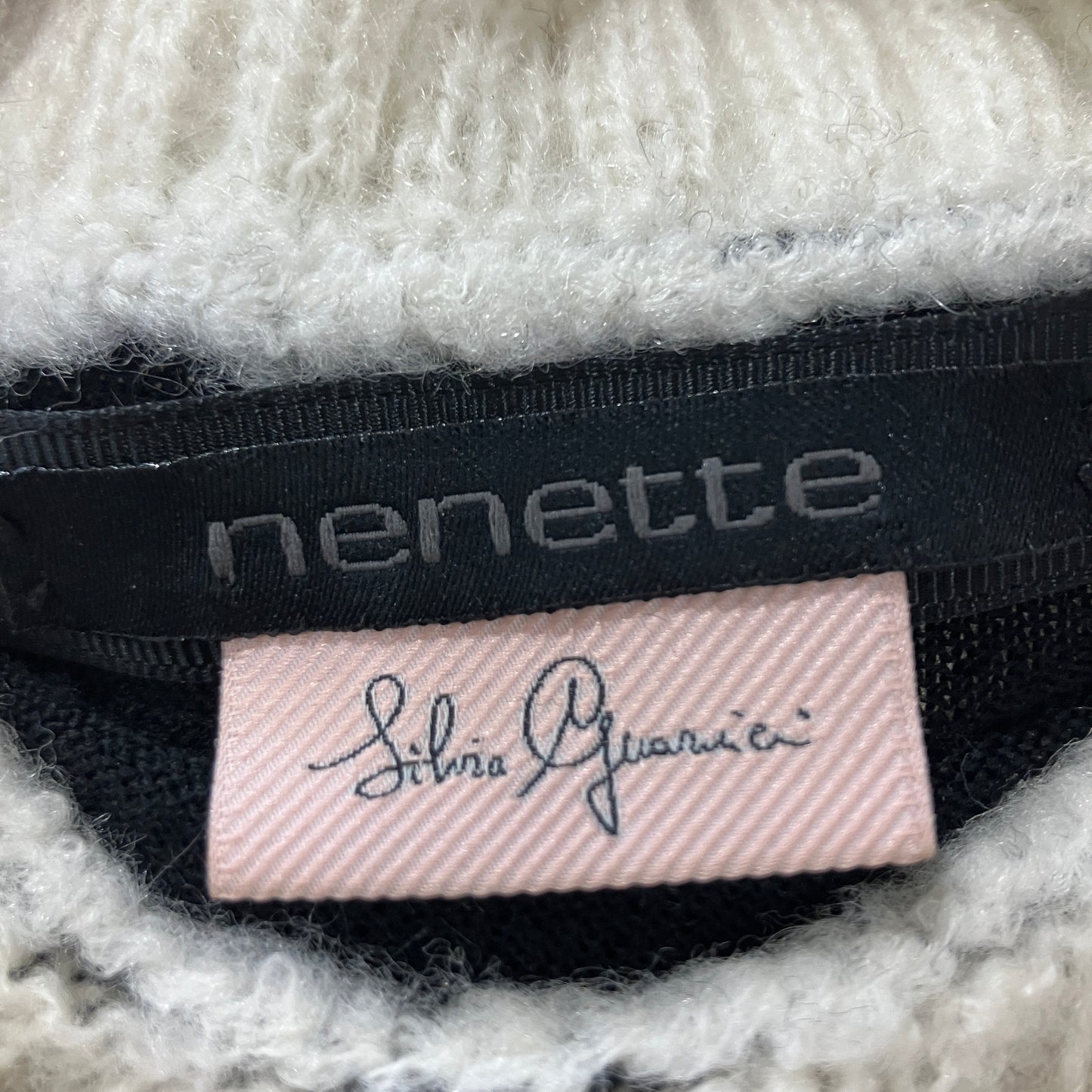 nenette '00s maglione in lana nero e bianco a collo alto
