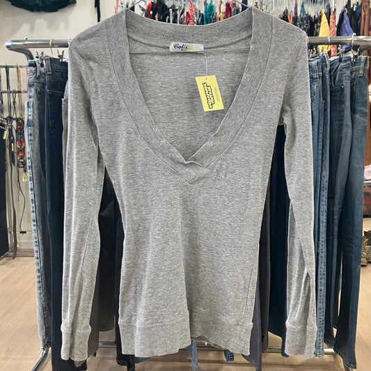 calliope grey long sleeve v neck top