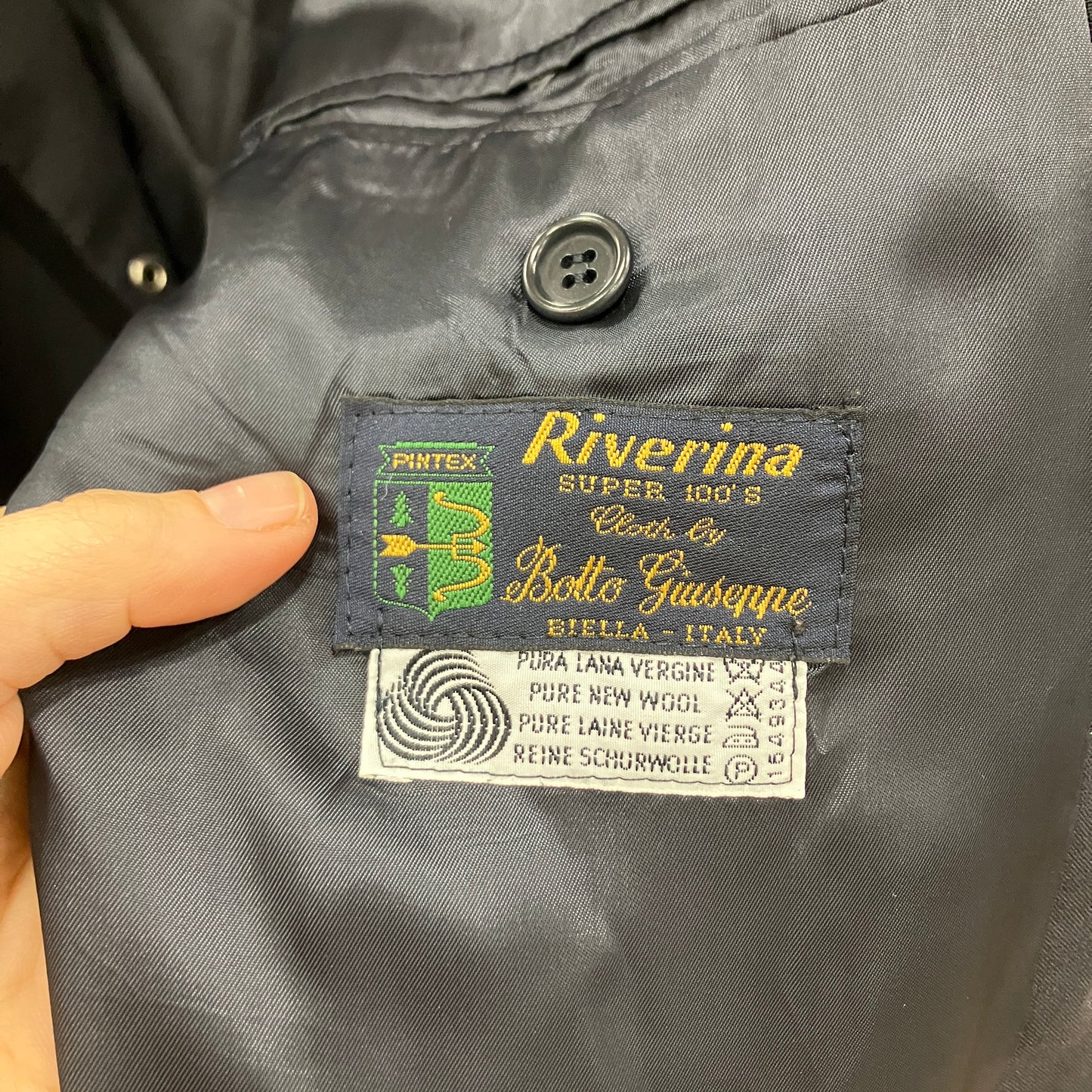 fioravante 90s navy blue wool tailored blazer reworked with silver grommets and rings