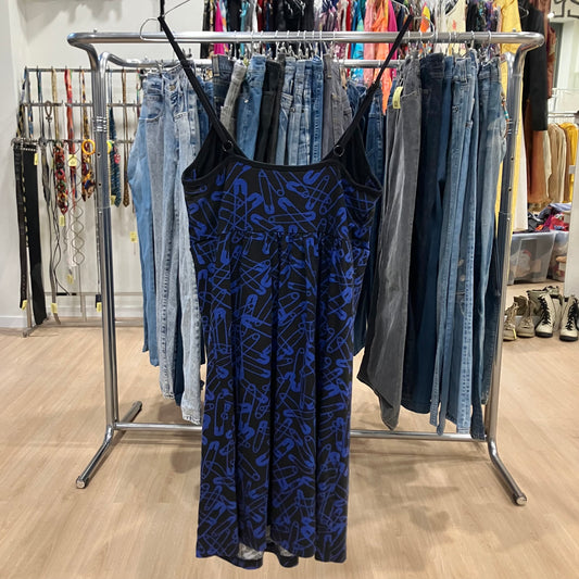 safety pin black navy blue minidress