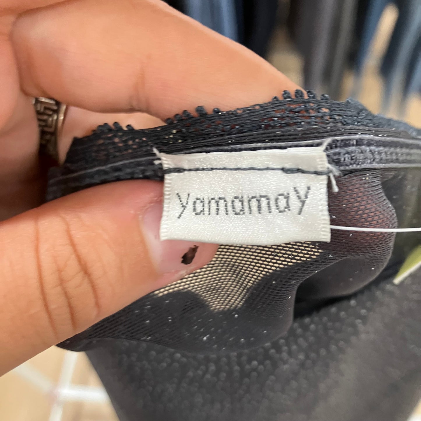 yamamay black mesh cami top with silver glitter