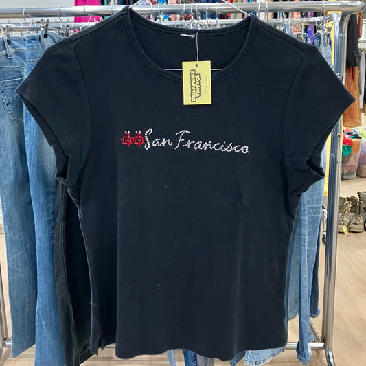 san francisco black tshirt with rhinestone lettering