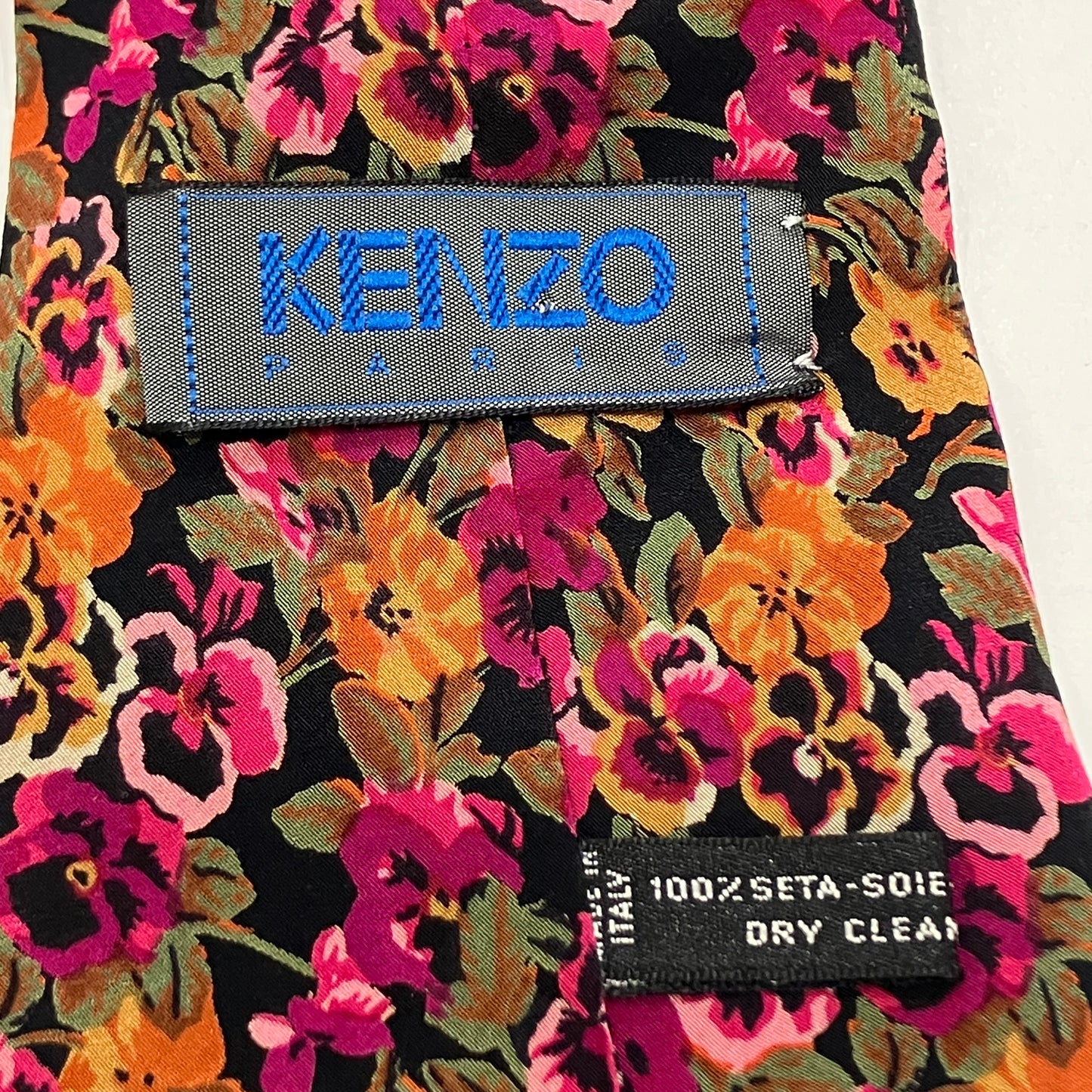 kenzo '90s cravatta in seta viola con stampa floreale