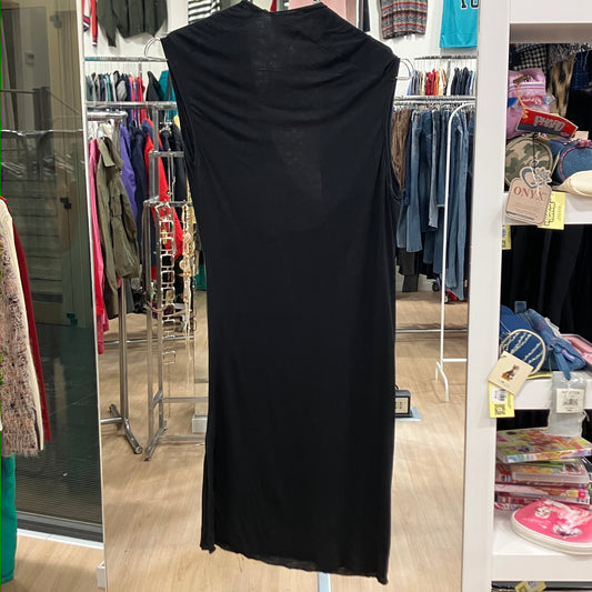 max&co '00s abito mini smanicato nero con scollo drappeggiato asimmetrico
