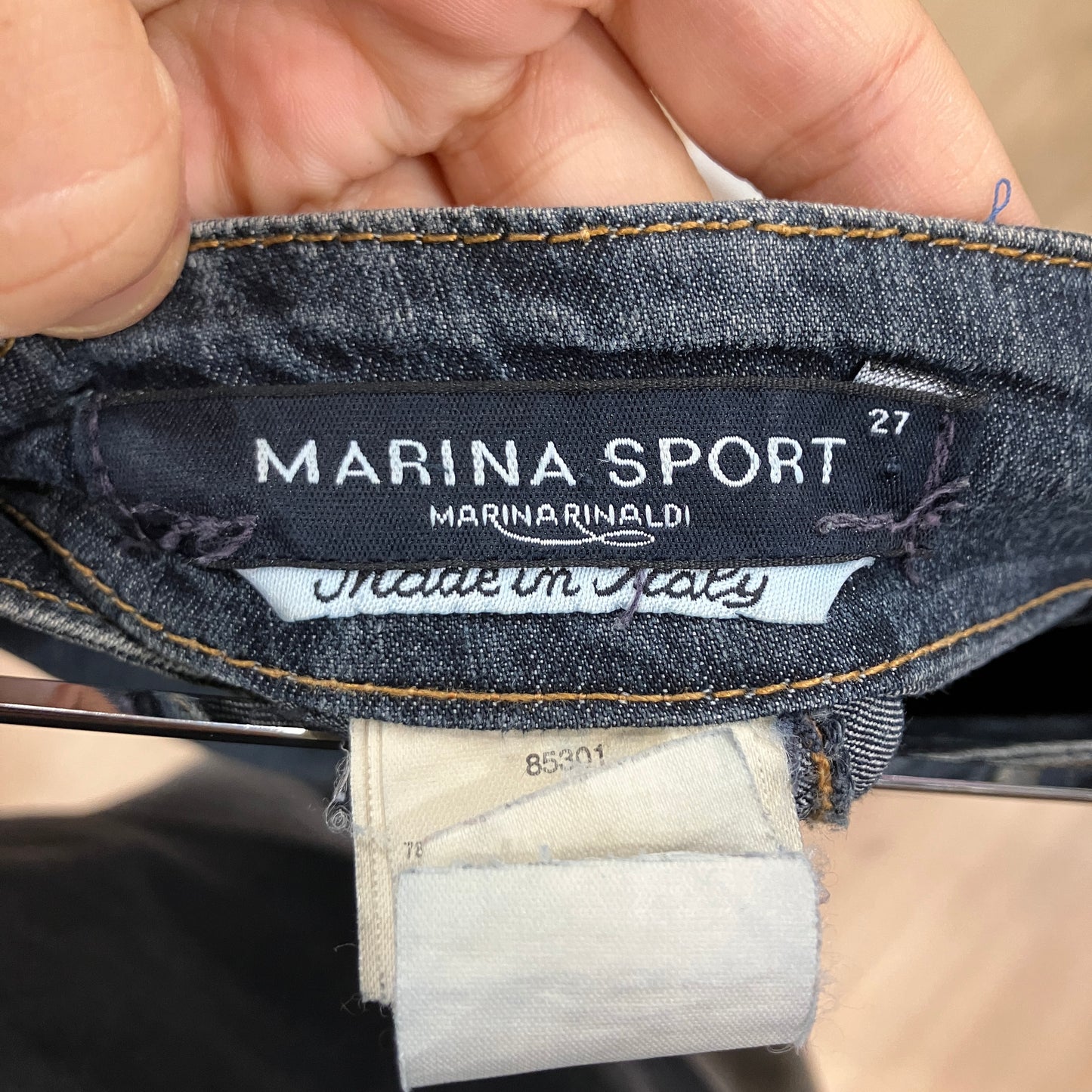 marina rinaldi sport '00s gonna midi in denim washed con rifiniture frangiate
