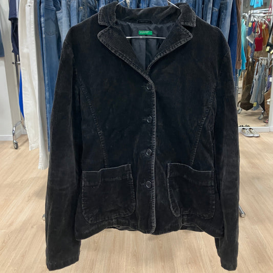 benetton 00s dark brown corduroy velvet blazer with elbow patches