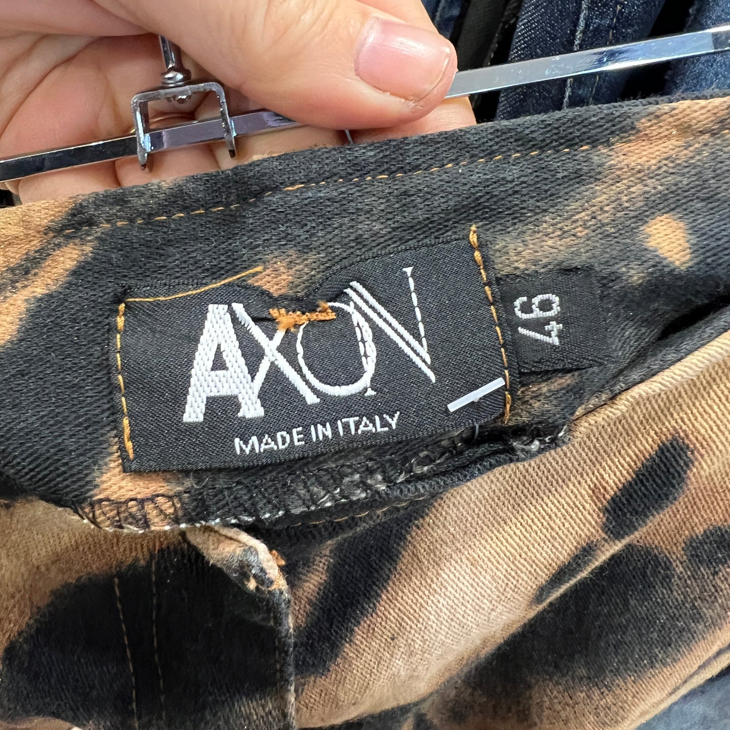 axon 00s tiger print black tan flared pants with gold glitter