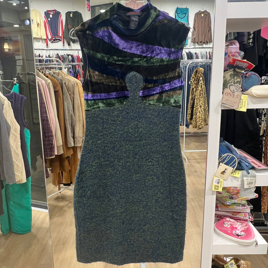 Y2K velvet top mini dress with cut-out front and fitted mélange skirt