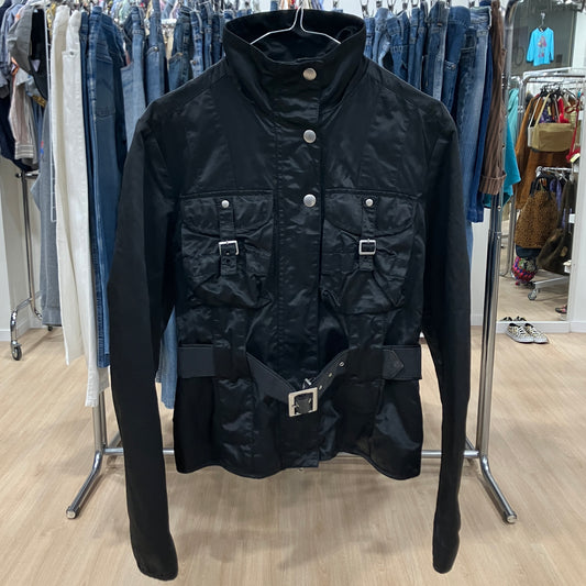 benetton '00s giacca cargo in satin nero