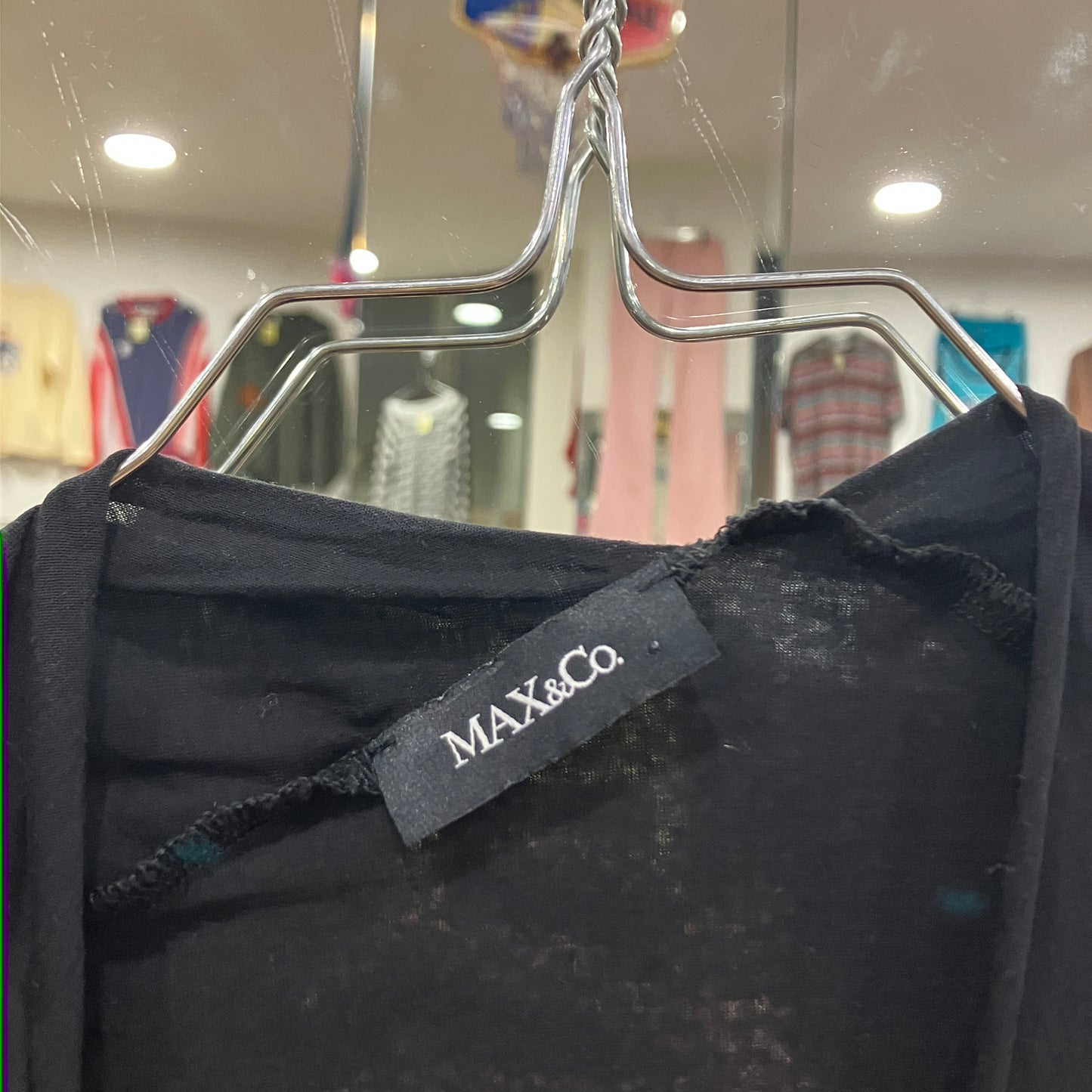 max&co '00s abito mini smanicato nero con scollo drappeggiato asimmetrico
