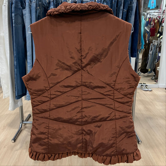 bagarry '00s gilet imbottito marrone con balze