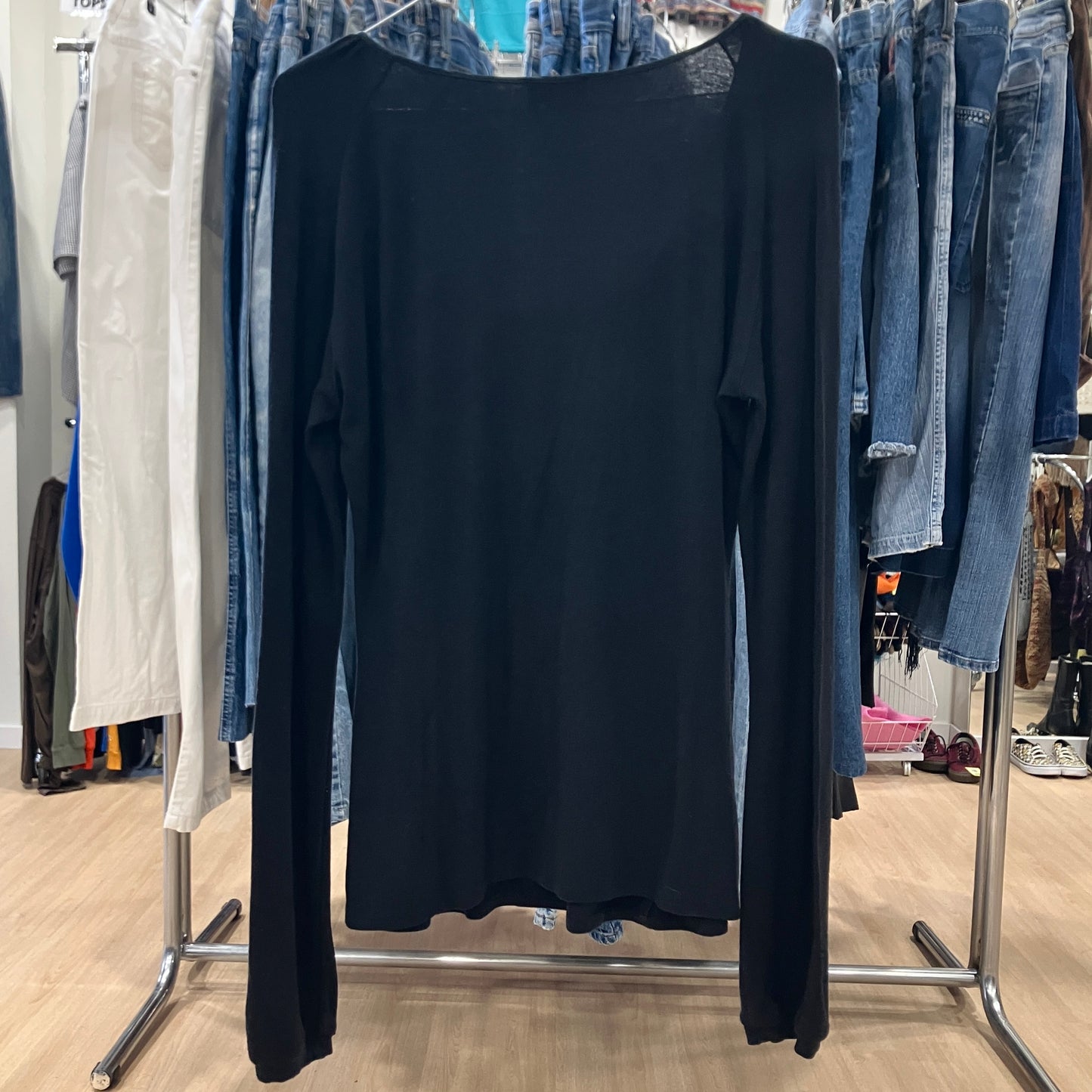 max&co '00s top manica lunga nero con balze in pizzo