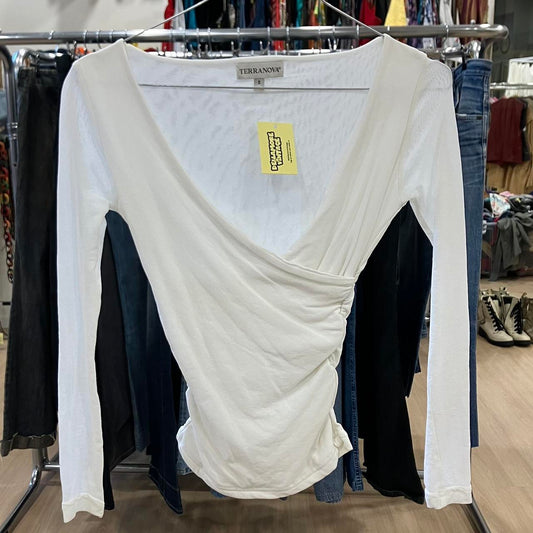 white mesh long sleeve top