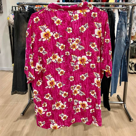 Extra Value fuchsia pink floral Hawaiian shirt