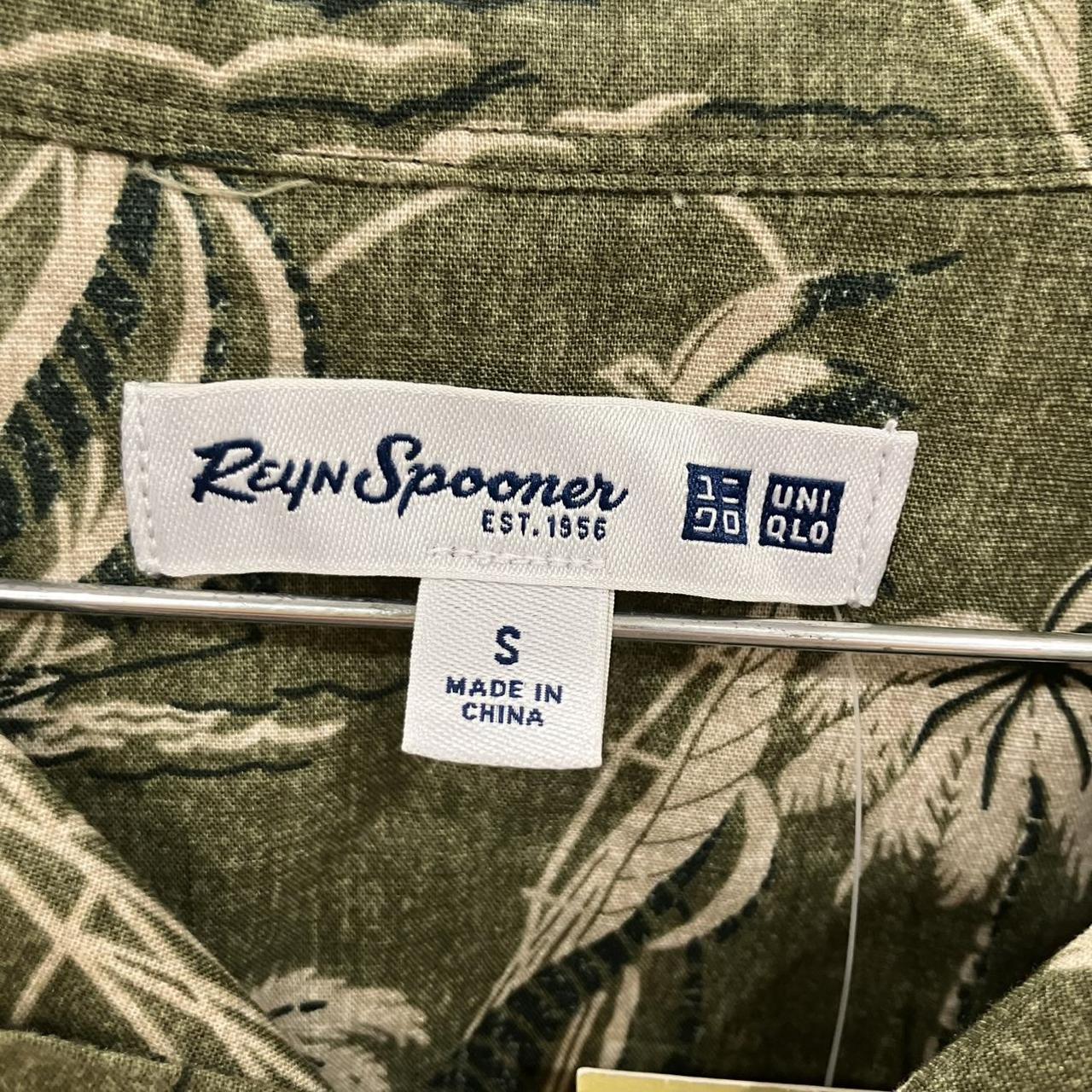 Reyn Spooner army green and white Hawaiian shirt