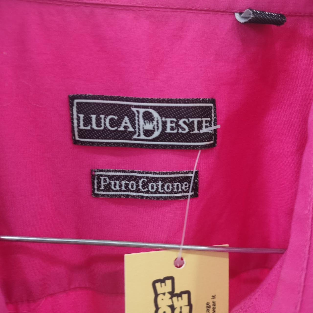 luca d'este fuchsia pink short sleeve button up shirt