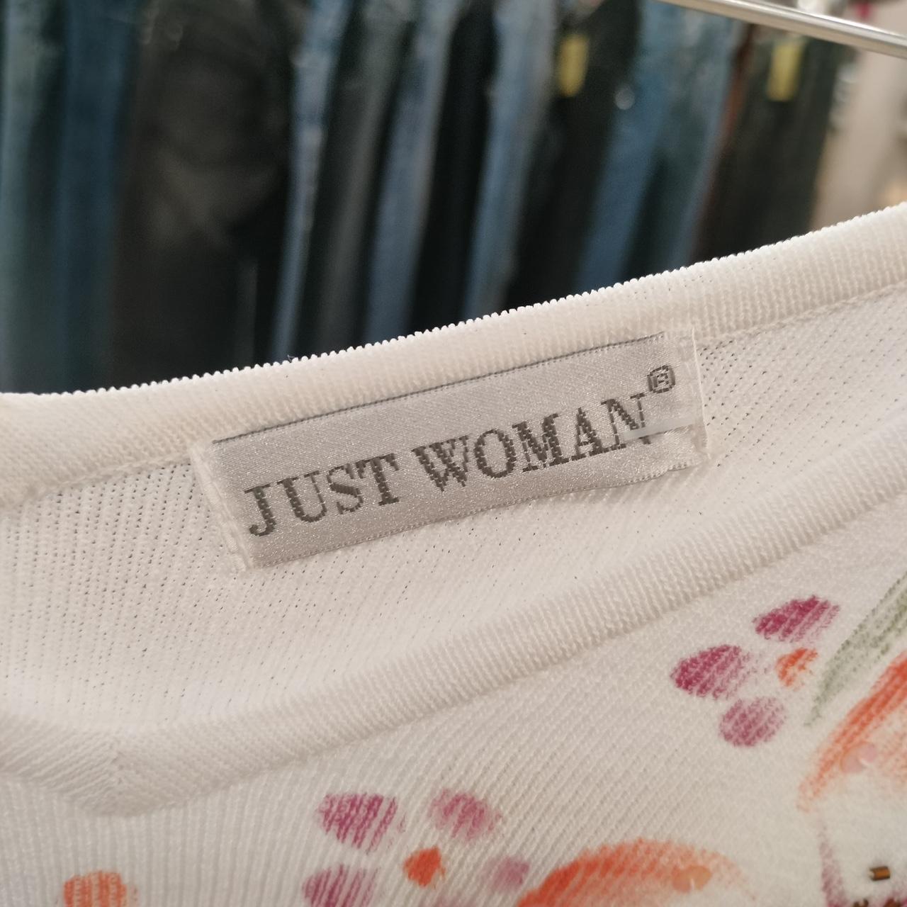 just woman white long sleeve ribbed top with floral print