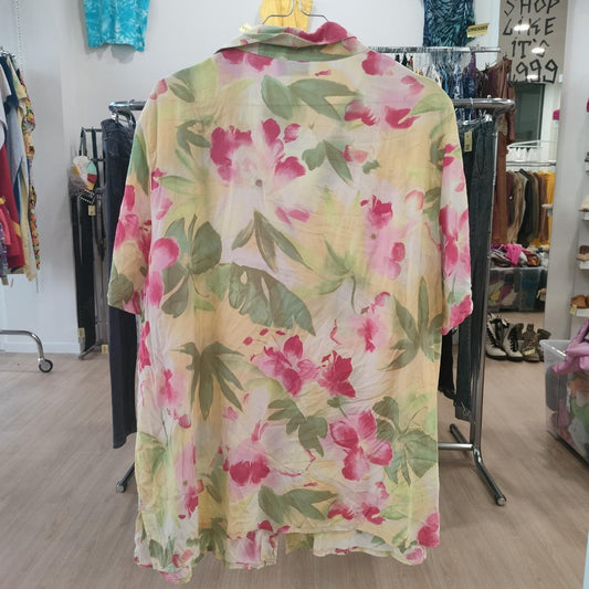 Floral shirt on a hanger in a clothing store
