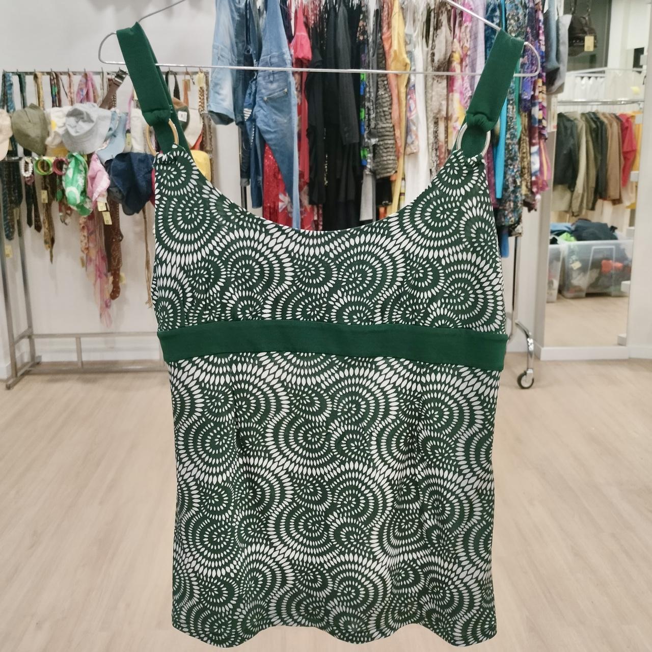pennypull green and white wave print tank top