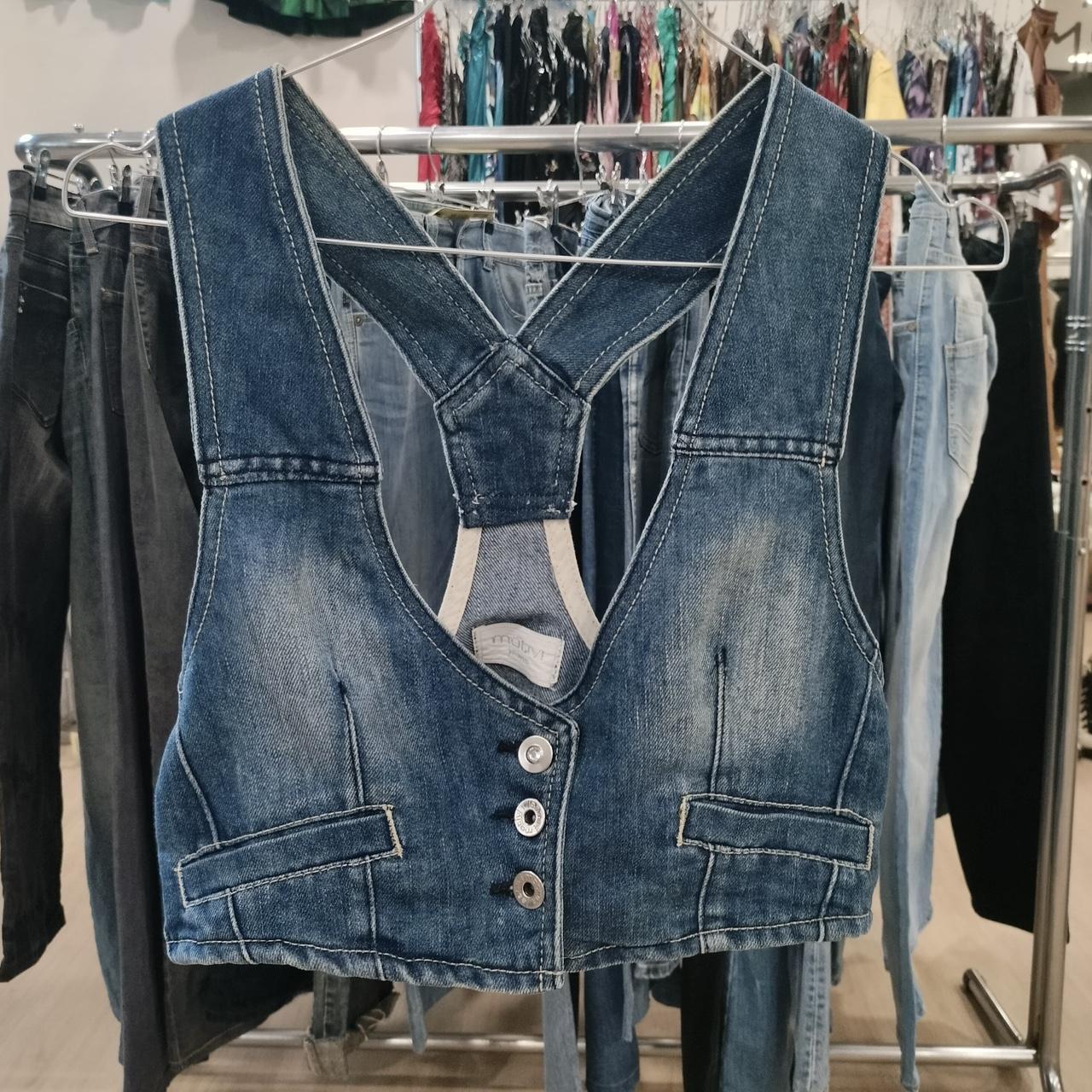 denim crop vest
