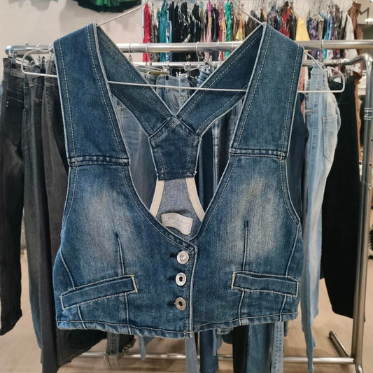 denim crop vest